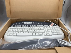 New Open Box Microsoft KB-0168 PS/2 MultiMedia Keyboard 1.0A Off White - Picture 1 of 5