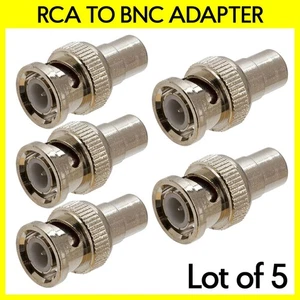 5 Pack RCA Jack to BNC Plug Adapter Coaxial Cable Connector Converter HDTV CCTV - Picture 1 of 3