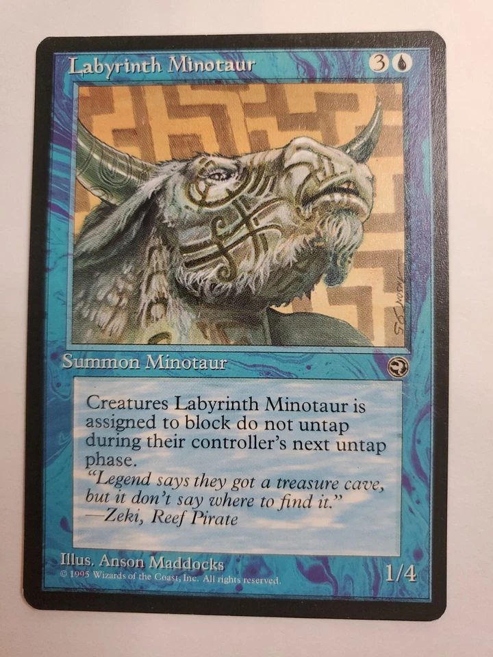 MTG Magic The Gathering Card Labyrinth Minotaur Summon Minotaur Blue Homelands  - Image 1 of 2