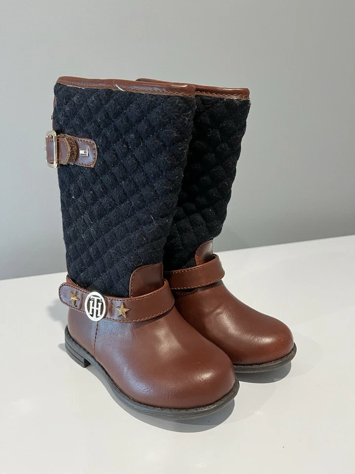 Tommy Hilfiger Niñas Andrea Ecuestre Botas Acolchadas Negro y Marrón Talla 7 Foto 1 de 4