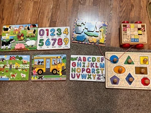 Lot of 7 wooden childrens puzzle sets melissa and doug - Picture 1 of 1
