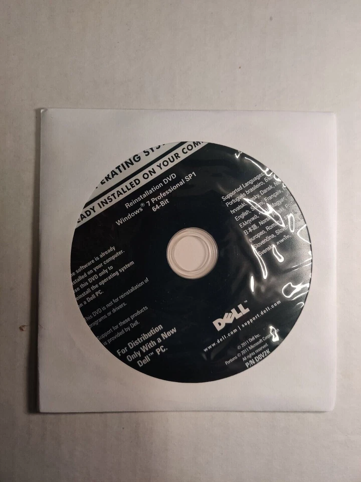 Dell Windows 7 professional  SP1 64 Bit Reinstallation  DVD - Image 1 of 1
