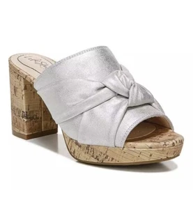 Scarpe LifeStride donna Laguna argento punta aperta plateau tacco 9,5 M NUOVE - Foto 1 di 7