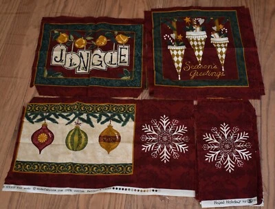 ROYAL HOLIDAY deb strain MODA  snowflakes CHRISTMAS ORNAMENTS burgundy PIECES - Image 1 of 4