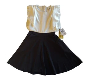Emerald Sundae Girls Size 7 Ivory/Blk Party Dress NWT Free Scrunchie - Picture 1 of 8