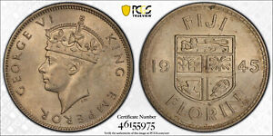 British Fiji, 1945 George VI Florin. PCGS MS 63. 100,000 Mintage.