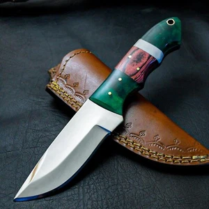 ALONZO CUSTOM HANDMADE 1095 STAHL FIX KLINGE BUSHCRAFT MESSER MIT PAKKAHOLZ 4334 - Bild 1 von 7
