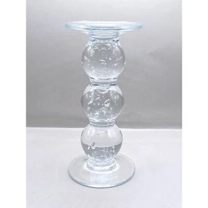 Candelabro vintage grande triple globo vidrio burbuja transparente hecho en Polonia - Imagen 1 de 10