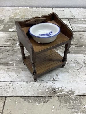 Vintage COUNTRY WASH STAND With BASIN DOLLHOUSE FURNITURE - Image 1 of 4