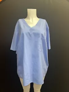 Scrubs V Neck Scrub Shirt Women's Relaxed fit Sz XL Blue Nurses Top NWOT - Picture 1 of 6