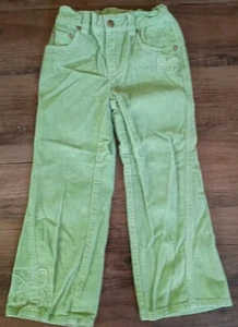 Garnet Hill Girls Light Green Corduroy Pants Butterfly Elastic Waist Size 5 EUC - Picture 1 of 5