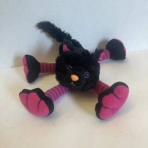 Kids Of America Black Kitty Cat Plush Striped Halloween Stuffed Animal Blue Eyes - Picture 1 of 6