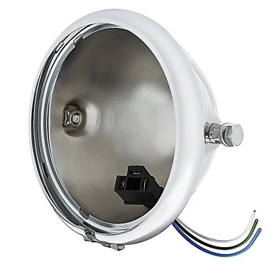 5-3/4" Chrome Motorcycle Light Headlamp Headlight Bulb Side Mount Housing Bucket - Image 1 of 4