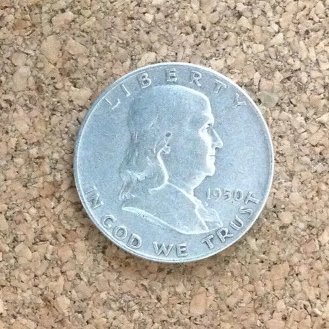 1950 D  Circ.  Franklin Half Dollar 90 % Silver US Coin FH2884 FREE SHIPPING Cover