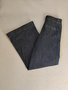 Express Womens Jeans 10 Regular Blue Wide Leg Super High Rise Slash Pocket Dark - Picture 1 of 15