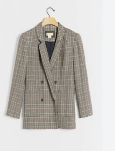 Anthropologie Maeve Lilith Oversized Blazer Jacket Sz. 10 Plaid Double Breasted - Picture 1 of 6