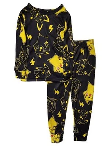 Pokemon Boys Lightweight Black Pikachu Pajamas Shirt & Sleep Pants Set Size 4 - Picture 1 of 2
