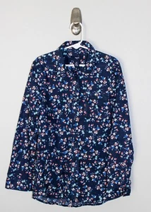 Gap Kids Navy Blue Floral Button Up Shirt Size Medium - Picture 1 of 3