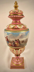 Antique Sevres Jeweled Urn with Lid