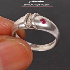 Anillo de plata esterlina 925 hecho a mano turmalina rosa piedra natural joyería talla 7 EE. UU. - Imagen 1 de 7