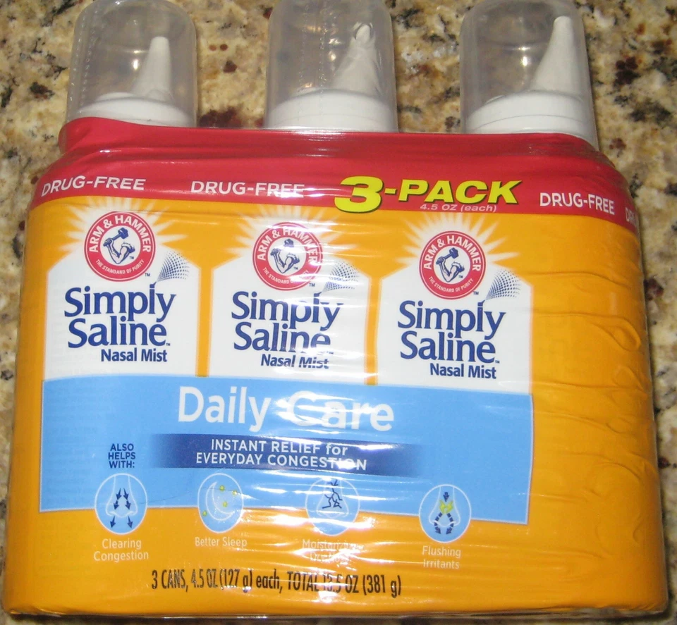 ARM & HAMMER  SIMPLY SALINE NASAL MIST 4.5 OZ. Each. 3-Pack. EXP-06/2026 - Image 1 of 2