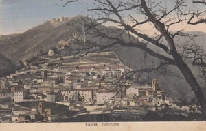 CARTOLINA *2 CASCIA PERUGIA UMBRIA PANORAMA FORMATO PICCOLO VIAGGIATA 1932 - Picture 1 of 2