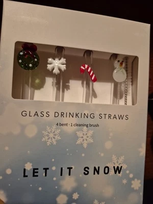 可爱圣诞玻璃吸管 | 环保和可重复使用雪人 4 件套 — 第 1/3 张图片