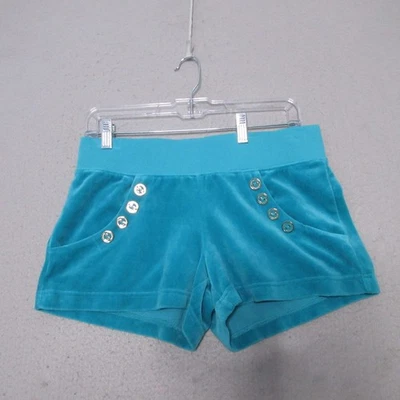 Juicy Couture Shorts Small Blue Velour Y2K 90s Lounge Pull On Comfort Cozy - Image 1 of 4