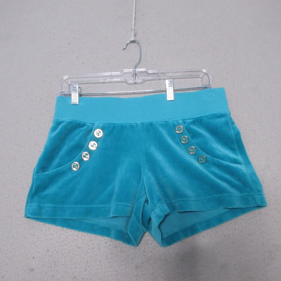 Juicy Couture Shorts Small Blue Velour Y2K 90s Lounge Pull On Comfort Cozy - Image 1 of 4