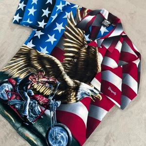 Dragonfly Clothing USA Flag Bald Eagle Chopper Shirt Men Large American MAGA NEW - Picture 1 of 11