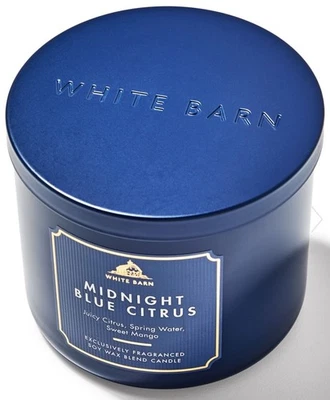 Bath & Body Works White Barn MIDNIGHT BLUE CITRUS 3 Wick Large Jar Candle NEW - Image 1 of 4