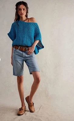 FREE PEOPLE We The Free - Ghost Town Long Shorts Blue Size 25 - Image 1 of 4