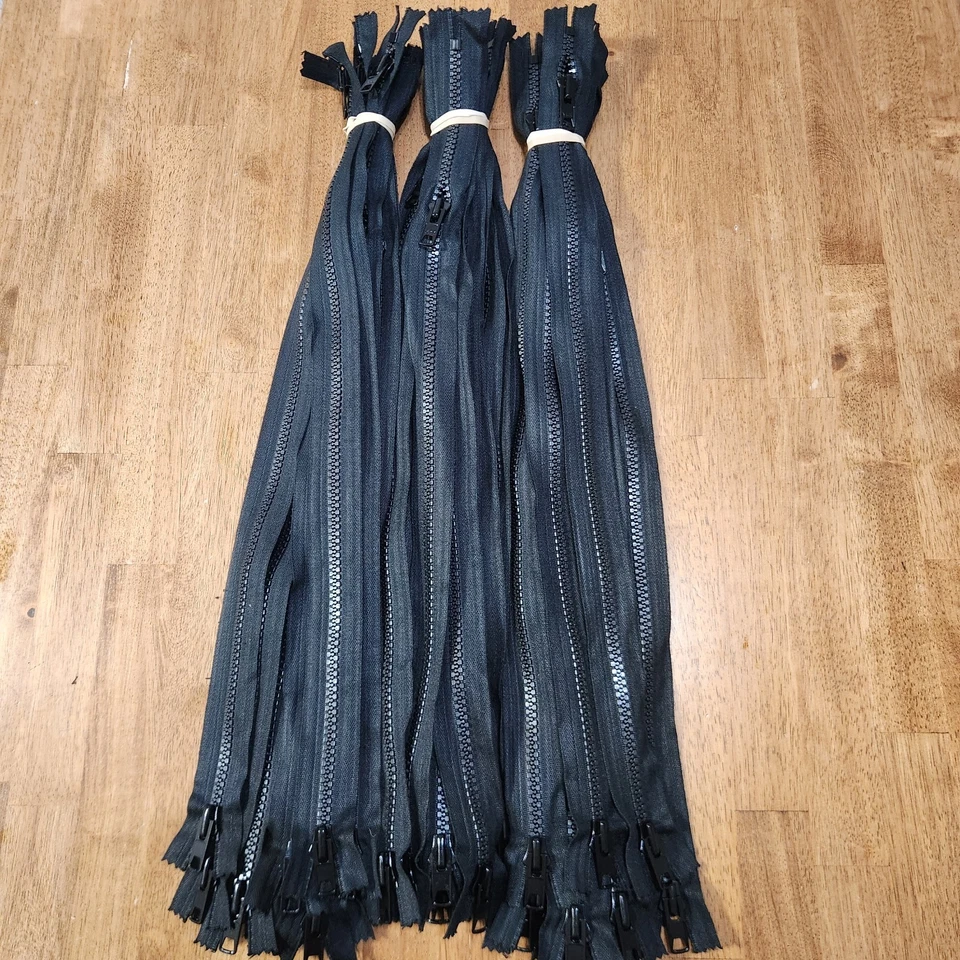 Lote a granel de 36 cremalleras YKK #10 Vislon 24" negras 2 vías cerradas, bolsa/tapicería Foto 1 de 4