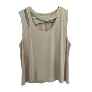 The Hour Piper Asymmetrical Neckline Taupe Tank Top size Large - Picture 1 of 6
