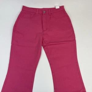 Sweatyrocks Women's Ladies Hot Pink High Waisted Stretch Flared Jeans Size M - Picture 1 of 6