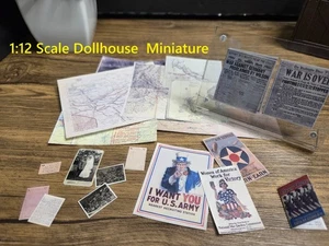 1/12 SCALE  Mini World War 1, Dollhouse WWI, Maps, Letters, Newspapers - Picture 1 of 14