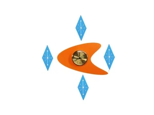 Mid Century Modern Boomerang Wall Clock  Retro Atomic Optional Diamond Accents - Picture 1 of 8