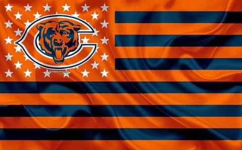 (2) Chicago Bears Wavy Stars & Stripes Flag Vinyl Stickers 5x3.15 Decal Cover