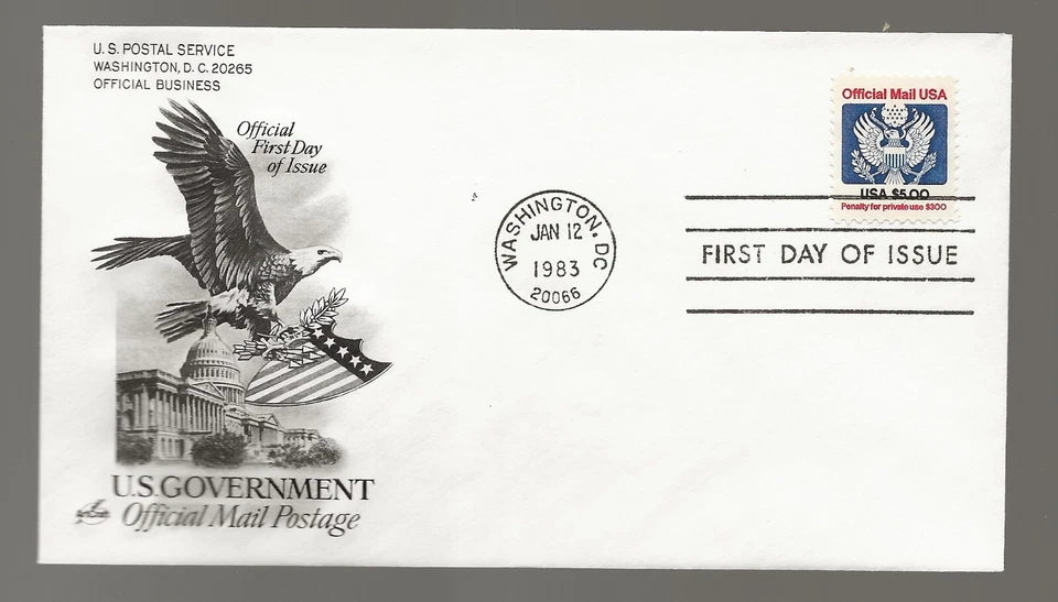 US Scott #O133, First Day Cover 1/12/83 Washington DC Single Official - Image 1 of 1