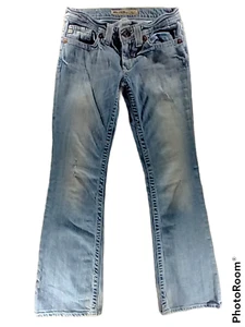 Women's Big Star Embroidered Jeans 26R Skinny Faded 5 Pocket Low Rise Fit Boot - Picture 1 of 10
