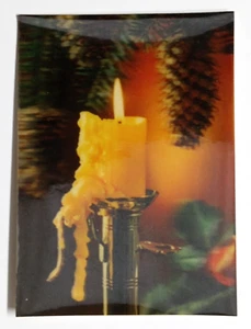 Burning Yellow Candle Christmas Holiday Lenticular Postcard 3D Toppan Japan - Picture 1 of 2