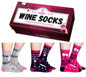 CALCETINES SEÑORA VINO O'CLOCK 3 PARES CALCETINES DE ALCOHOL PARA DAMA REINO UNIDO 4 - 8 IDEA DE REGALO - Imagen 1 de 3