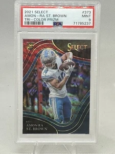 2021 select tri-color field level Amon-ra St. Brown /75  RC Lions PSA 9 - Picture 1 of 2