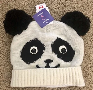  LIght Up Panda Beanie Hat Cap CLAIRE'S NEW Black White Eyes light up - Picture 1 of 7