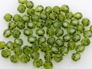 60 Pcs. SWAROVSKI® Crystal Round Beads,Article #5000 5mm Round Beads, OLIVINE - Picture 1 of 3