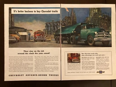 1955 CHEVROLET TRUCK/PICK-UP 2-Page Color Time Magazine Print Ad - Image 1 of 2