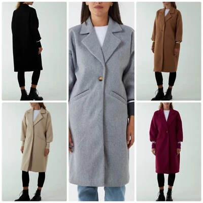 New Ladies Jacket Ribbed Cuff Sports Stripe Bishop Sleeve Fully Lined Coat - Image 1 of 4