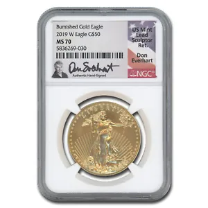 2019-W 1 oz Burnished Gold Eagle MS-70 NGC (Everhart) - Picture 1 of 3