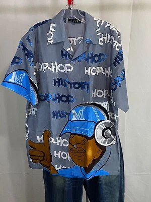 Jaws Hip Hop Animation Back Panel Poly SHORT SLEEVE SHIRT Medium M  - Image 1 of 4