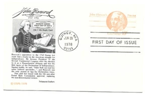 UY30 10c + 10c John Hancock reply card, Aristocrat Cachets, FDC - Picture 1 of 1
